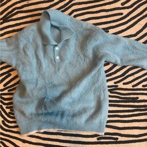 Cozy Blue Sweater with Collar